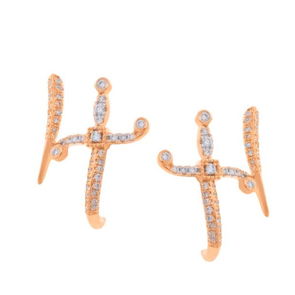 Swords of Love Earring - Pave - Rose - Charmaleena Jewellery