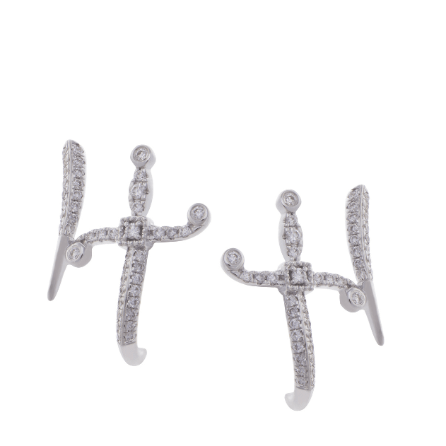 Swords of Love Earring - Pave - White - Charmaleena Jewellery