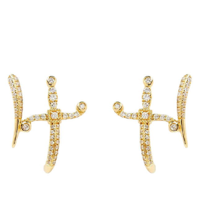Swords of Love Earring - Paved - Yellow - Charmaleena Jewellery