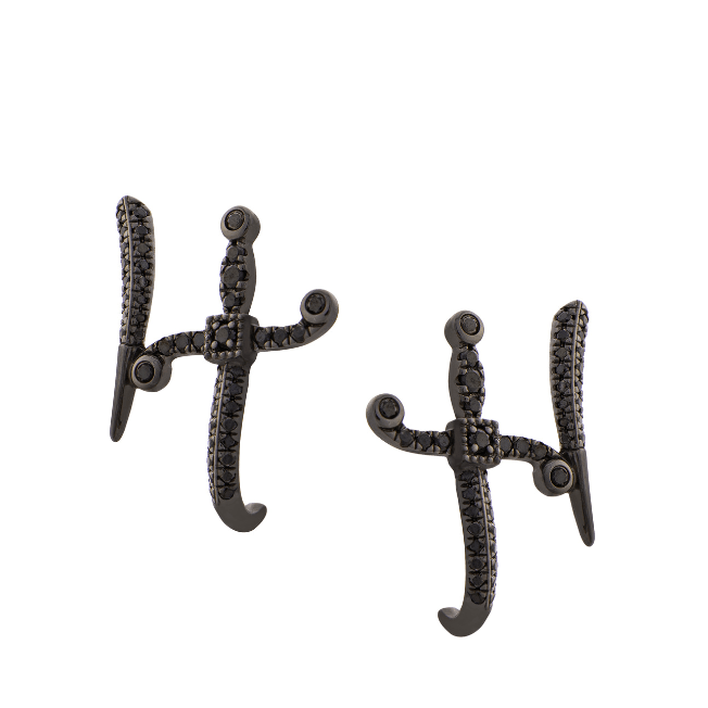 Swords of Love Earring - Black - Charmaleena Jewellery