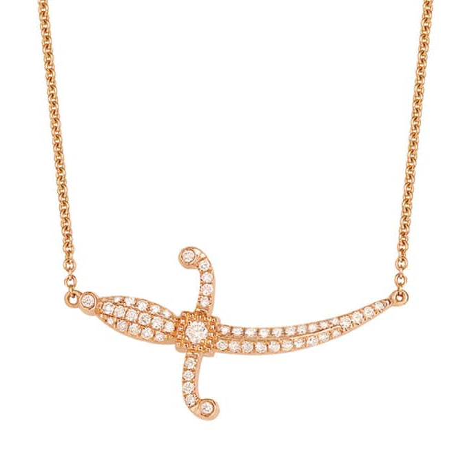 Swords Of Love Necklace - Pave - Rose - Charmaleena Jewellery