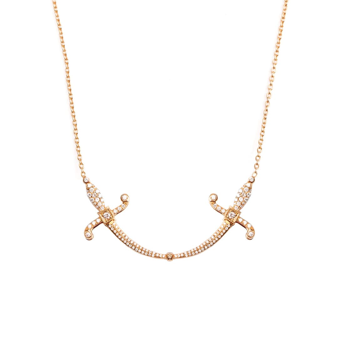 Swords of love-Necklace-Pave Diamonds-Rose Gold - Charmaleena Jewellery