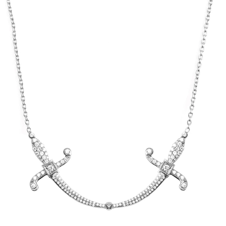 Swords of love-Necklace-Pave Diamonds- White Gold - Charmaleena Jewellery