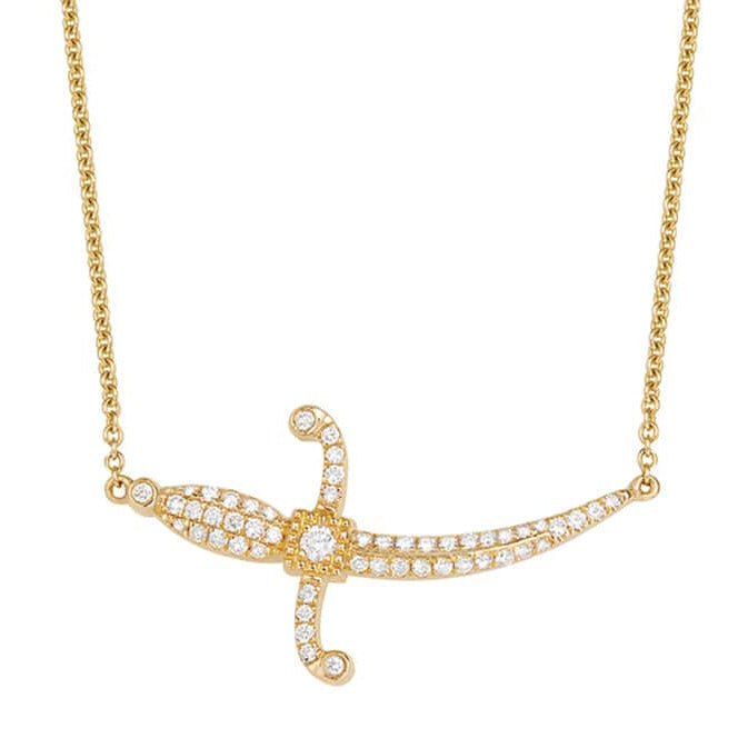 Swords Of Love Necklace - Pave - Yellow - Charmaleena Jewellery