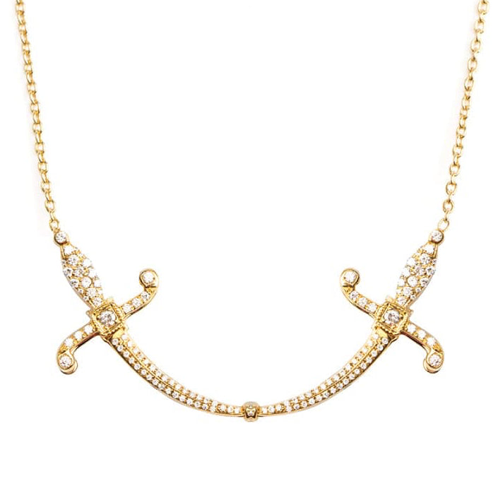 Swords of Love Double Necklace - Yellow - Charmaleena Jewellery