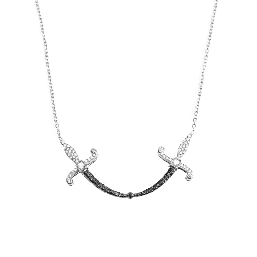 Swords of Love-Necklace-Pave Mix Diamonds - Black Rhodium&White Gold - Charmaleena Jewellery