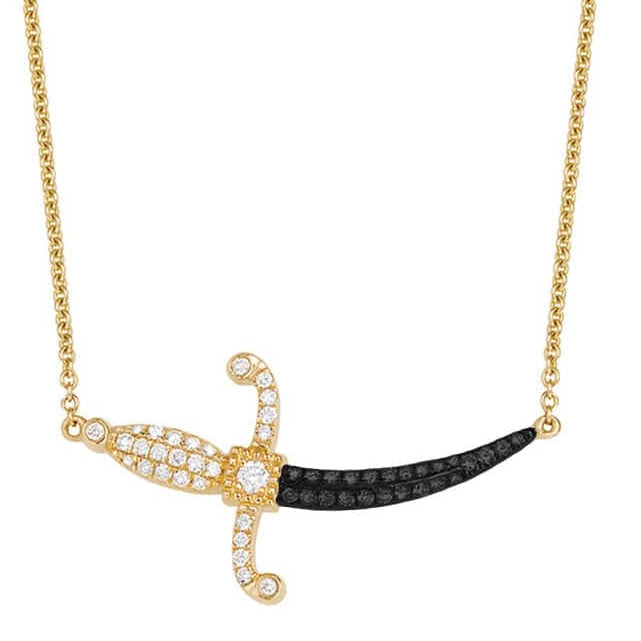 Swords Of Love Necklace - Pave - Yellow/Black - Charmaleena Jewellery