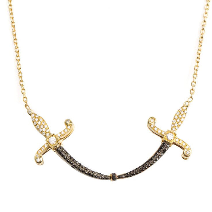Swords of Love Double Necklace - Yellow/Black - Charmaleena Jewellery
