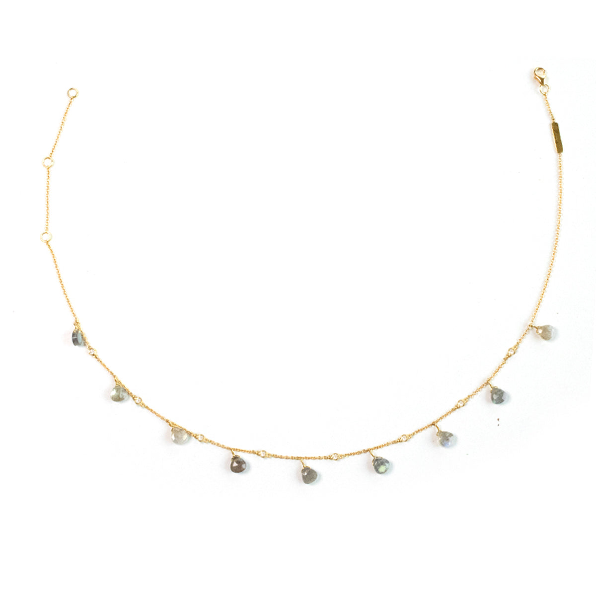 Multi Stones Necklace Gray Moonstone Pave In Diamonds Yellow Gold